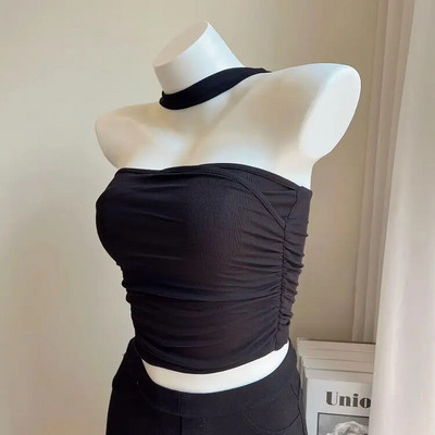 Dvoslojni gornji dio prsluka bez rukava s ovratnikom i tregerima, ženski gornji dio ljeta 2022. Novi čisto slatki i pikantni dizajn koji ide uz sve