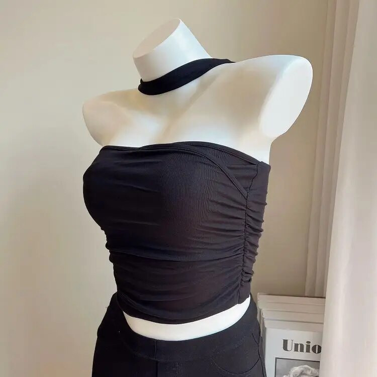 Dvoslojni gornji dio prsluka bez rukava s ovratnikom i tregerima, ženski gornji dio ljeta 2022. Novi čisto slatki i pikantni dizajn koji ide uz sve