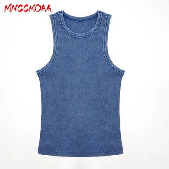 MNCCMOAA Υψηλής ποιότητας 2024 Summer Vintage Y2k Rib γιλέκο Γυναικεία μόδα Σέξι λεπτές φανελάκια Γυναικεία αμάνικα μπλουζάκια με πάτο