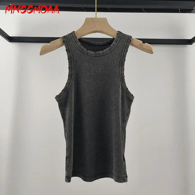 MNCCMOAA visokokvalitetni Ljeto 2024. Vintage Y2k rebrasti prsluk Ženske modne seksi tanke majice bez rukava Ženske majice bez rukava s donjim dijelom