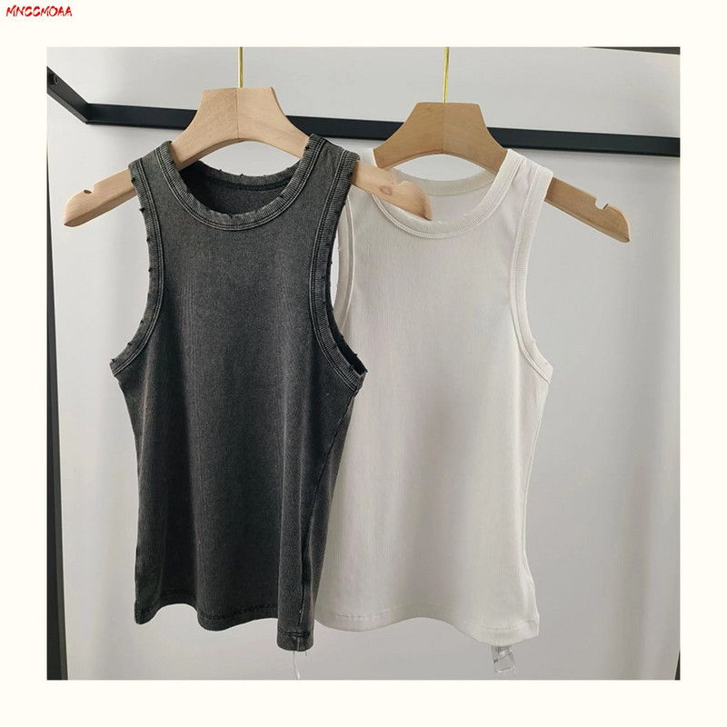 MNCCMOAA visokokvalitetni Ljeto 2024. Vintage Y2k rebrasti prsluk Ženske modne seksi tanke majice bez rukava Ženske majice bez rukava s donjim dijelom