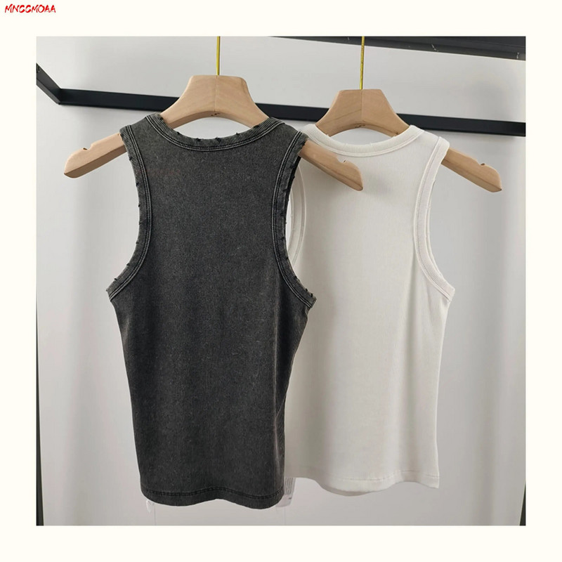 MNCCMOAA visokokvalitetni Ljeto 2024. Vintage Y2k rebrasti prsluk Ženske modne seksi tanke majice bez rukava Ženske majice bez rukava s donjim dijelom