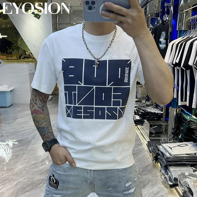 Muška ljetna majica kratkih rukava 2023., sportska fitness majica s otisnutim slovima i okruglim izrezom, široka korejska majica s polurukavima, ležerna, svestrana majica