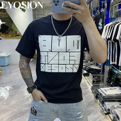 Muška ljetna majica kratkih rukava 2023., sportska fitness majica s otisnutim slovima i okruglim izrezom, široka korejska majica s polurukavima, ležerna, svestrana majica