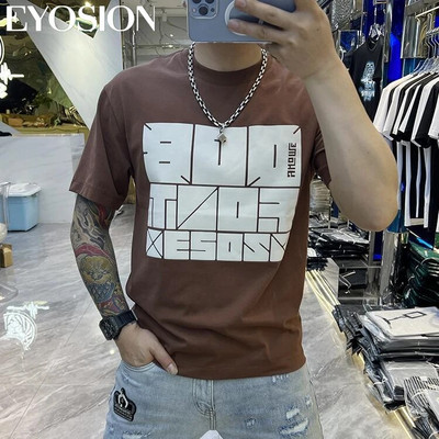 Muška ljetna majica kratkih rukava 2023., sportska fitness majica s otisnutim slovima i okruglim izrezom, široka korejska majica s polurukavima, ležerna, svestrana majica