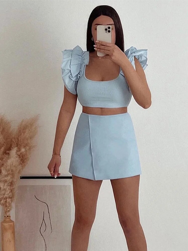 Tricou șic, plin, stratificat, mozaic, pentru femei, subțire, cu gât rotund, cu mâneci zburătoare, tricouri elegante de vară 2023 pentru femei