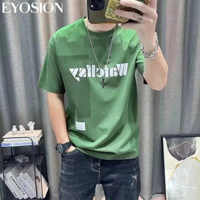 Summer Men`s T-shirt  New Letter Printing Pure Cotton Short Sleeve Tees Casual Fashion Youth Streetwear Top Plus Size 5XL