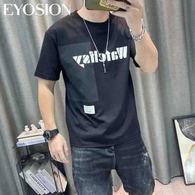 Ljetna muška majica kratkih rukava Nova majica s ispisom slova Čisti pamuk Majice kratkih rukava Ležerna moda Ulična odjeća za mlade Top veličine 5XL