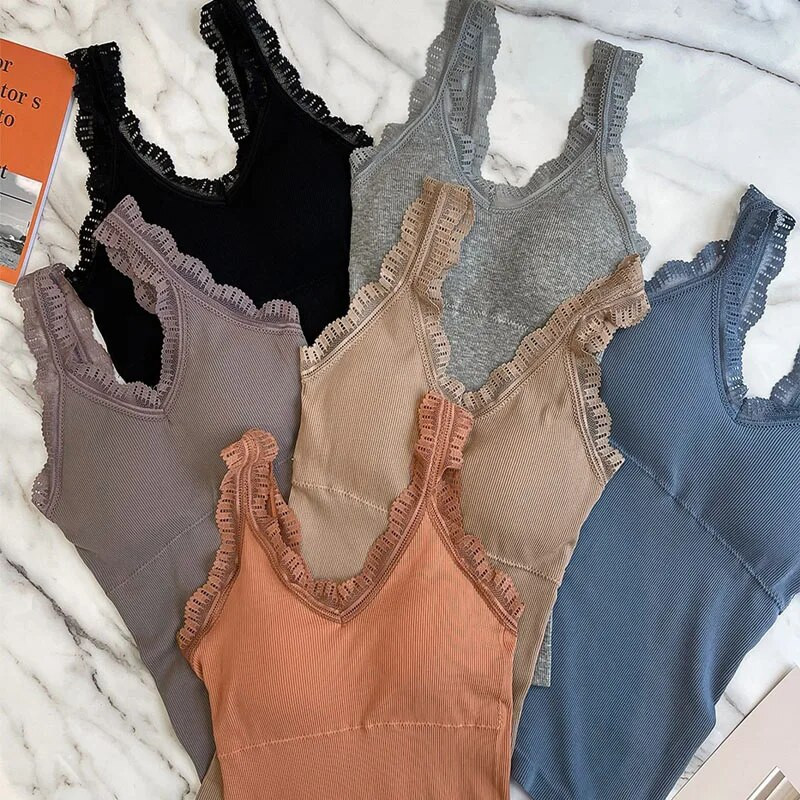 Naiste V-kaelusega pitsist rihmad kootud triibuline camisole soliidne suvine T-särk Vest korsett Crop top naiste