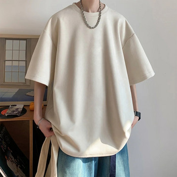 Ανδρικό σουέτ μπλουζάκι με κοντό μανίκι Vintage φαρδιά μπλουζάκια Γυναικεία casual oversized μπλουζάκια O λαιμό ρετρό μπλουζάκια Harajuku Νέο 2023