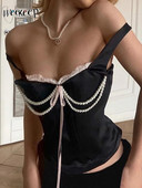 Weekeep Fairycore Vintage gornji dio korzeta za žene Sweet Contrast Bandage Tanke majice bez rukava Ženske slatke seksi klubske prsluke za zabave y2k Estetika