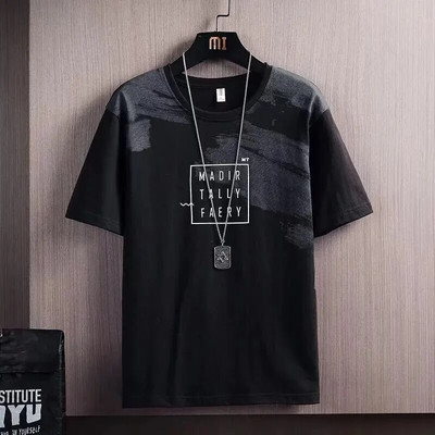 Široka ljetna majica kratkih rukava, muška moda, trendovski dizajn rukava s pet točaka, antibakterijski uzorak slova