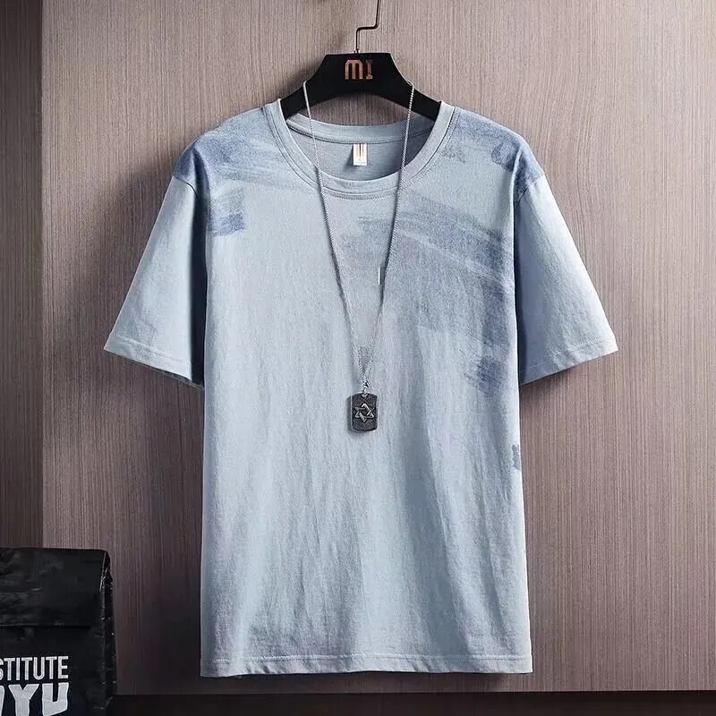 Široka ljetna majica kratkih rukava, muška moda, trendovski dizajn rukava s pet točaka, antibakterijski uzorak slova