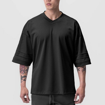 Μπλουζάκι με φαρδύ διχτυωτό πλέγμα Quick Dry κοντομάνικο μπλουζάκι γυμναστικής γυμναστικής γυμναστικής για τρέξιμο πουκάμισο καλοκαιρινό αναπνεύσιμο ανδρικό αθλητικό μπλουζάκι