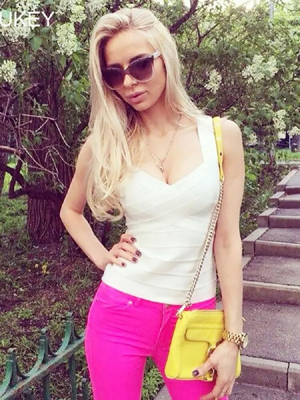 BEAUKEY Seksi HL Bandage Top Ljeto 2023. Ženski bijeli prsluk XL Veleprodaja Crno Crveno Žuti Camis Bodycon Ženske Maxi Tight Camis