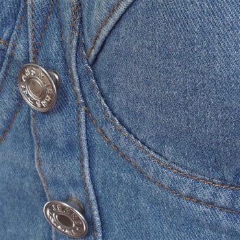 SXTHAENOO Модни секси дънкови дънки Дамски сутиен с бюстие с копчета Нощен клуб Парти скъсена горна жилетка Плюс размер
