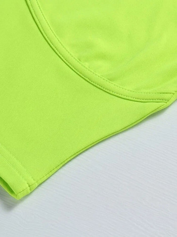 Εφαρμοσμένα γυναικεία μακρυμάνικα Crop μπλουζάκια με λαιμόκοψη Basic T-shirt 2024 Casual γυναικεία μπλουζάκια γραφείου Winter Neon Green Tees H006