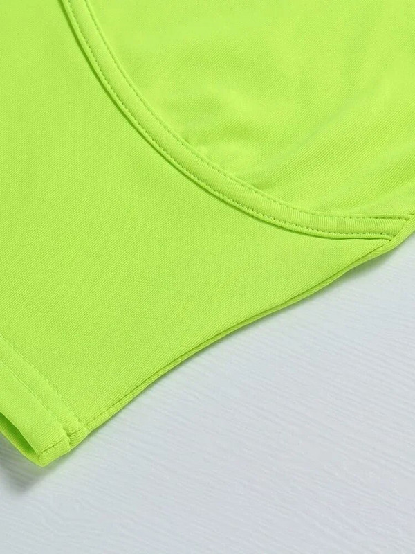 Topuri crop cu mânecă lungă pentru femei, cu mâneci lungi, cu gât turnat, tricou de bază, top 2024, ocazional, pentru damă, tricouuri de iarnă, verde neon, H006