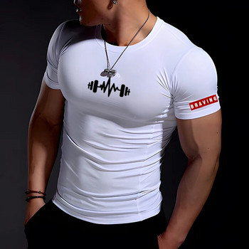 Ανδρικά ρούχα Υπερμεγέθη καλοκαιρινό καθημερινό άνετο στενό μπλουζάκι αθλητικό γυμναστήριο Αθλητικό μπλουζάκι που στεγνώνει γρήγορα