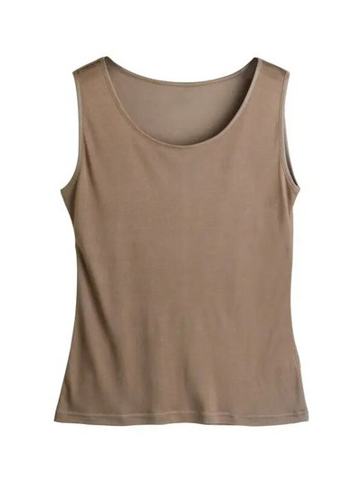 SuyaDream ženske majice bez rukava, pleteni, jednobojni prsluk od prave svile, osnovna majica bez rukava s o izrezom 2022. Ljetne majice