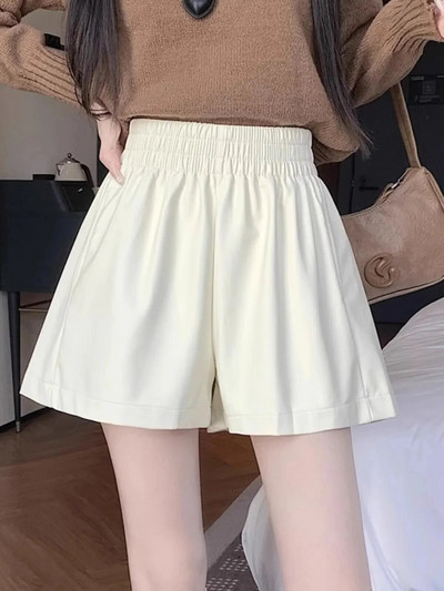 Ženske pu kožne hlače visokog struka A-hlače, modne ležerne cipele, jesen, zima, odjeća za van