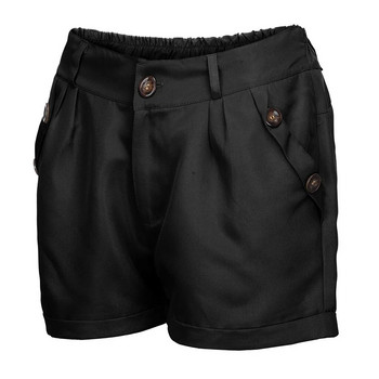 Ежедневни летни къси панталони за жени Модни плътни английски стил със средна талия Черни панталони в цвят каки Дизайн на колан Тънки шорти 2024