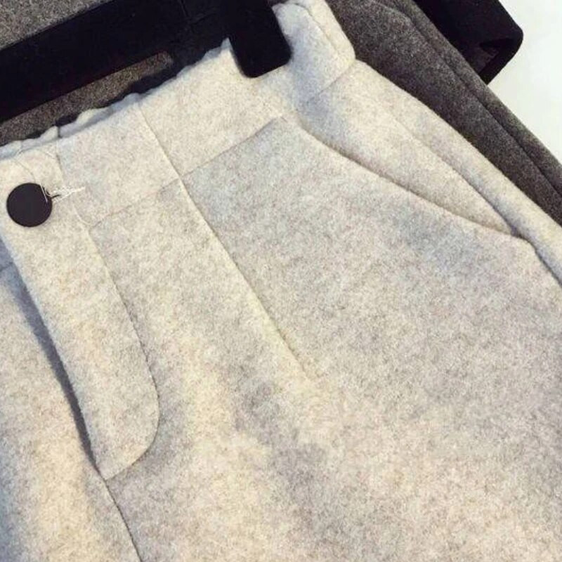 Korejske vunene kratke hlače Ženske Nježne, elegantne Djevojačke Jesen Zima Jednostavne Višeslojne Visokog struka Sveučilišna široka ulična odjeća Mujer Ugodna