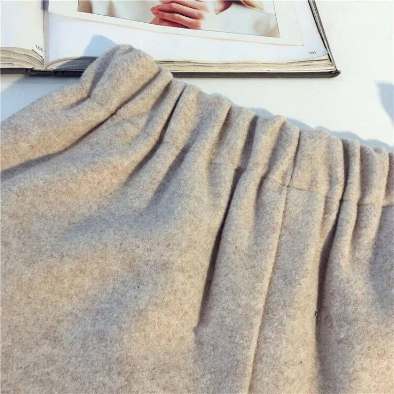 Korejske vunene kratke hlače Ženske Nježne, elegantne Djevojačke Jesen Zima Jednostavne Višeslojne Visokog struka Sveučilišna široka ulična odjeća Mujer Ugodna