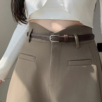 Ψηλόμεσο γκρι Work OL κοντό παντελόνι με ζώνη 2023 Φθινοπωρινό casual κοστούμια Υφασμάτινο φαρδύ σορτς Γυναικείο
