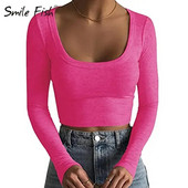 Jauni rievoti trikotāžas topi Sieviešu Basic Tees Scoop Collar Crop T-krekli Sieviešu Sexy Bodycon Garām piedurknēm Slim T krekli Uzvalki G1024