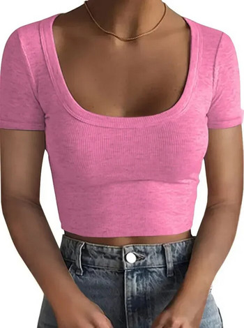 Νέα πλεκτά μπλουζάκια με ραβδώσεις Γυναικεία βασικά μπλουζάκια μπλουζάκια με κολάρο Crop Γυναικείες σέξι μπλουζάκια μακρυμάνικα μπλουζάκια G1024