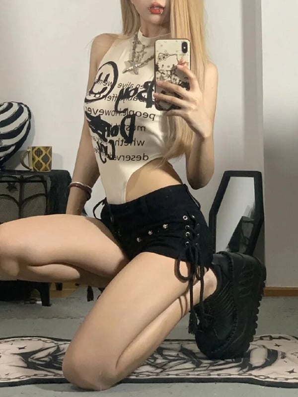 Šortai Moterys Lieknas Kūrybingas Suvarstomas Populiarus gatvės apranga Kasdienis asmeniškumas Studentams Šventinė Mada Seksualus amerikietiškas retro Laisvalaikis