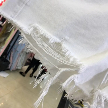 Σορτς Γυναικείο Ανοιξιάτικο και Καλοκαίρι σκισμένο τζιν σορτς Γυναικείο ψηλόμεσο ακανόνιστο λευκό κοντό παντελόνι Ropa Mujer