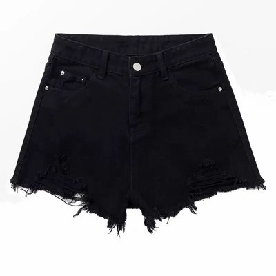 Šortai Moteriški pavasario ir vasaros plėšyti džinsiniai šortai Moteriški aukštu juosmeniu netaisyklingos baltos trumpos kelnės Ropa Mujer