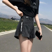 Kratke hlače za žene koje nose traperice Široki mini traper Ženske kratke hlače Punk Print Niska cijena Elastični Normalna moda Y2k Harajuku XL