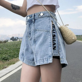 Къси панталони за жени за носене на дънки Широки мини дънкови дамски къси панталони с пънк принт Ниска цена Еластични нормални модни Y2k Harajuku XL