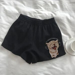 Y2K Široke ženske kratke hlače visokog struka Zvjezdane zabavne mačiće Ljeto Harajuku modne sportske trenirke Y2K odjeća