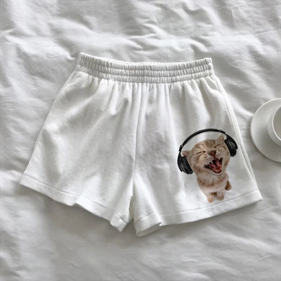 Y2K Široke ženske kratke hlače visokog struka Zvjezdane zabavne mačiće Ljeto Harajuku modne sportske trenirke Y2K odjeća