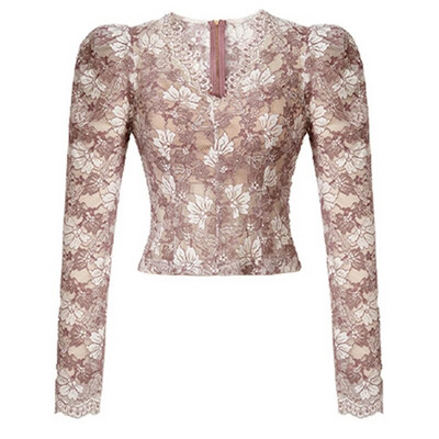 Nova proljetna jesen Ženska kratka majica s kratkim rukavima Ženska odjeća Elegantna slatka vintage puf rukava s V-izrezom Femme Slim Tops Bluze