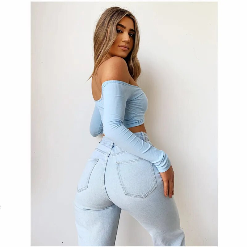 Ženske majice kratkih rukava s otvorenim ramenima Seksi majica s V izrezom i dugim rukavima Jesenske majice kratkih rukava Ženska uska klupska odjeća s naborima Jednobojna majica Femme Vestidos