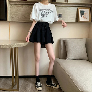 MEXZT 5Xl Καλοκαιρινό σορτς Γυναικείες φούστες Ελαστική ψηλόμεση casual φαρδύ σορτς Κορεάτικο A Line Loose Mini φούστα Μαύρο κοντό παντελόνι