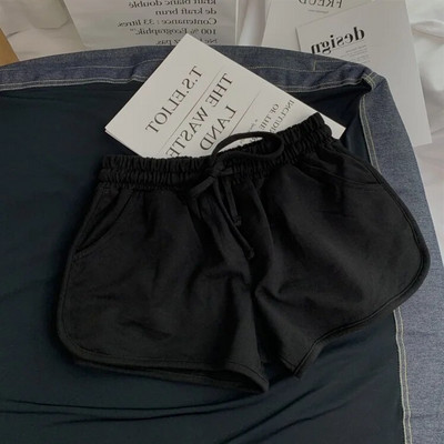 Ljetne široke kratke hlače Ženske modne ležerne kratke hlače za fitnes Ženske sive crne jednobojne kratke hlače visokog struka s elastičnim strukom 2024.