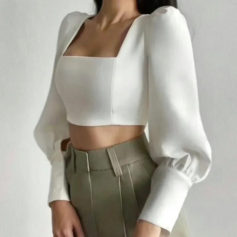 Crop Top Δερμάτινο Top Mesh Patchwork Cropped Tops Μπλουζάκι με φανάρι Λεπτό κορσέ Μπλουζάκια με τετράγωνο γιακά γοτθικά μπλουζάκια Vintage μπλουζάκια