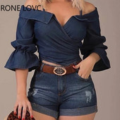 Ženska jednobojna bluza s lepršavim rukavima Ženske proljetne majice i bluze