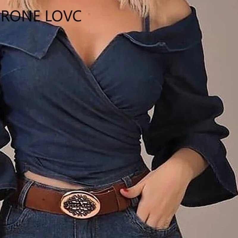 Ženska jednobojna bluza s lepršavim rukavima Ženske proljetne majice i bluze