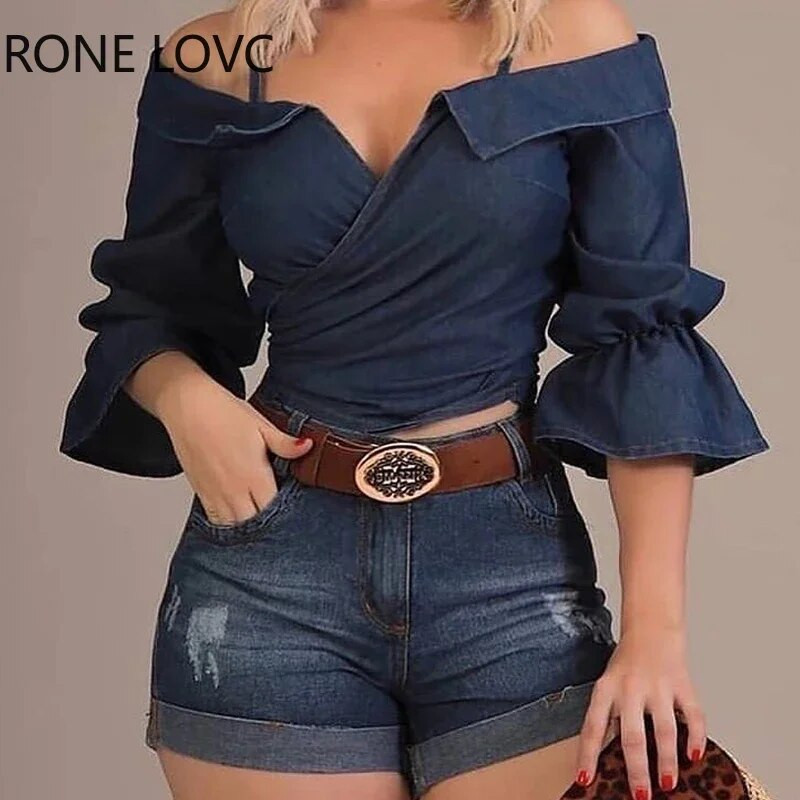 Ženska jednobojna bluza s lepršavim rukavima Ženske proljetne majice i bluze