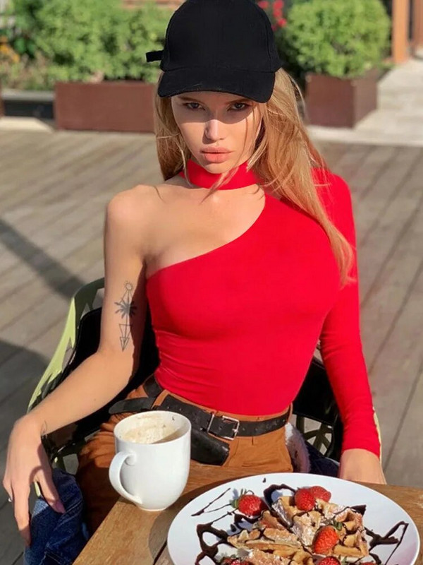 pamučni halter na jedno rame seksi ženski bodi nova moda zima proljeće čvrsti bodycon ležerno tijelo