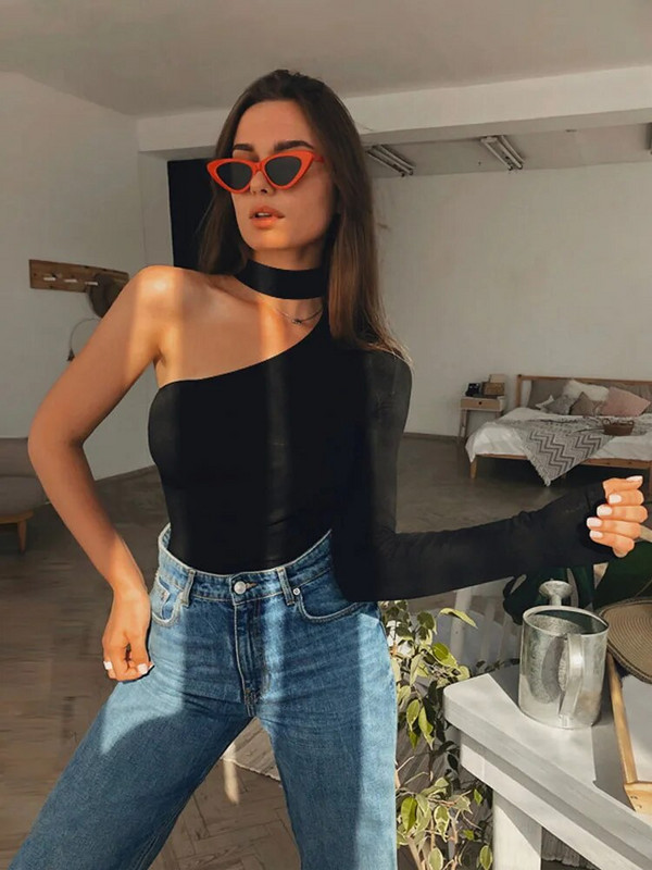 pamučni halter na jedno rame seksi ženski bodi nova moda zima proljeće čvrsti bodycon ležerno tijelo