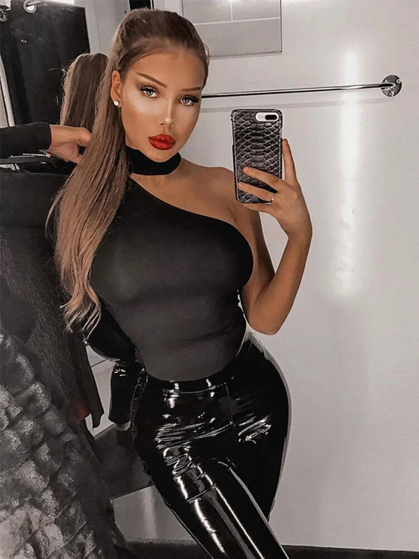 pamučni halter na jedno rame seksi ženski bodi nova moda zima proljeće čvrsti bodycon ležerno tijelo