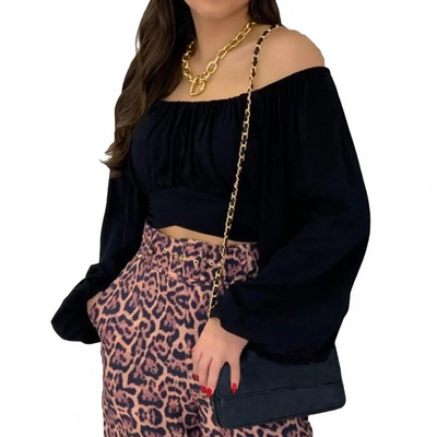 Ženska majica dugih rukava, jednobojna labava ženska bluza s dugim rukavima, pulover s lanternastim rukavima, klupska odjeća